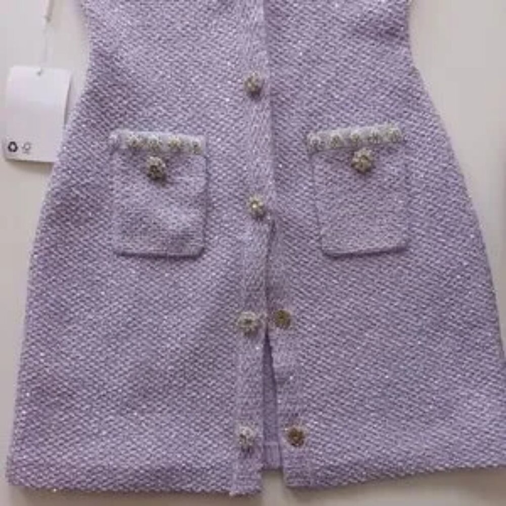 NWT Self -portrait lilac,purple Sequin knit mini dress Size S, - Picture 10 of 15